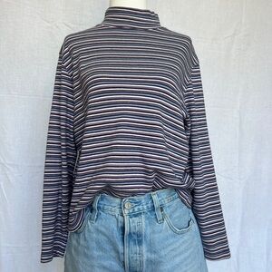 Striped mock neck top